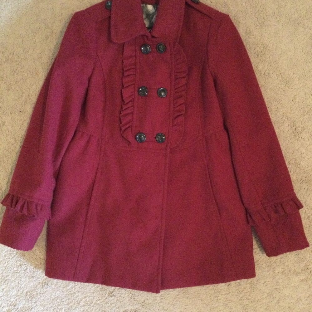 Kensie large red pea coat